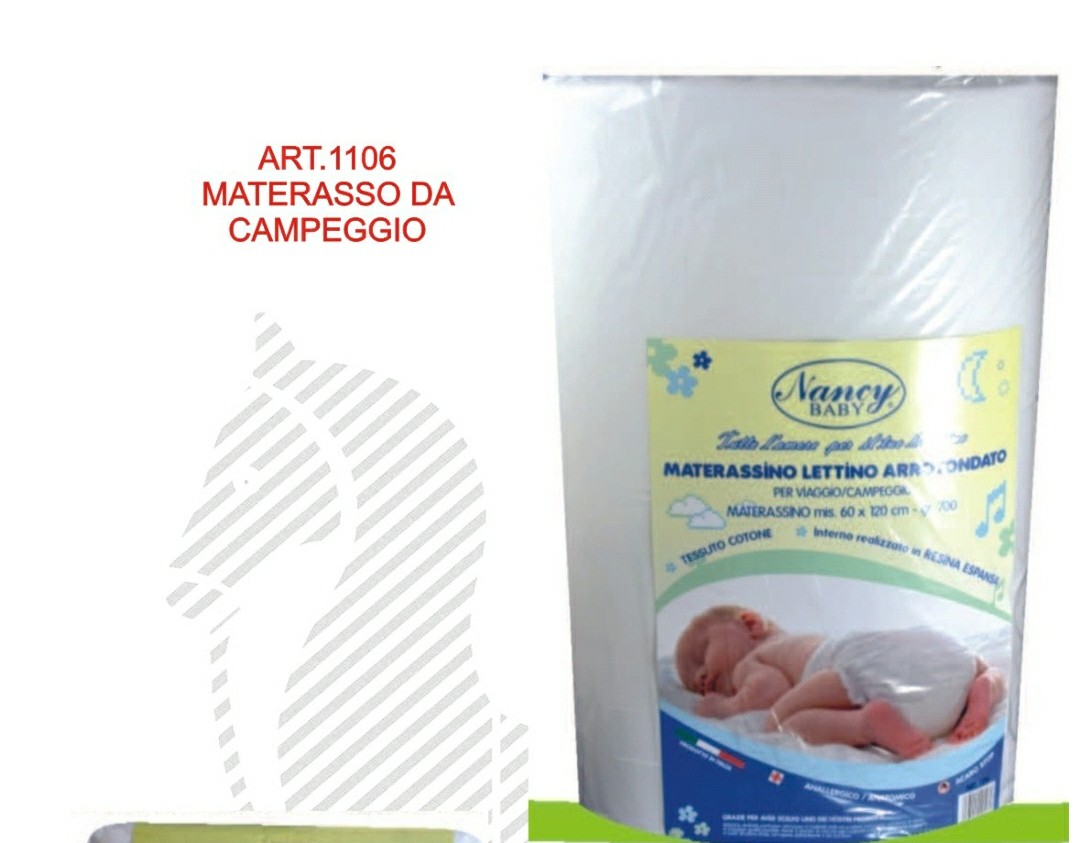 MATERASSINO LETTINO DA CAMPEGGIO/VIAGGIO NANCY ARROTONDATO ART.1106 MIS.  60X120 GR. 700 – Abc Baby